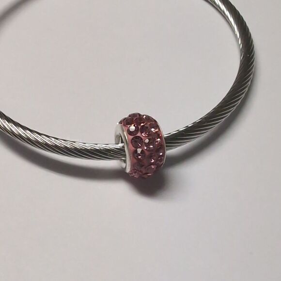 Pink with Pink Rhinestones Charm for Pandora‎ Style Bracelet - Picture 1 of 4